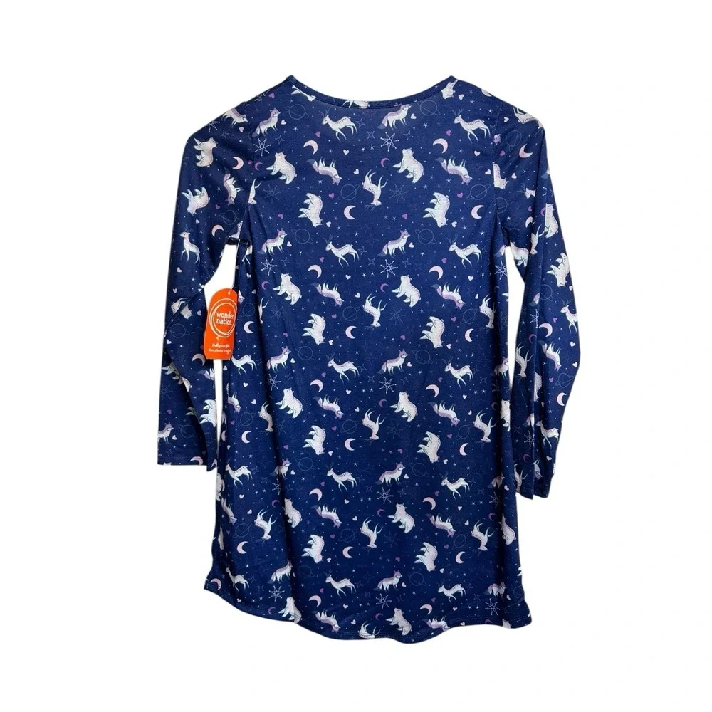 wonder nation girls sleepwear pajamas long sleeve shirt size medium 7 8 unicorns